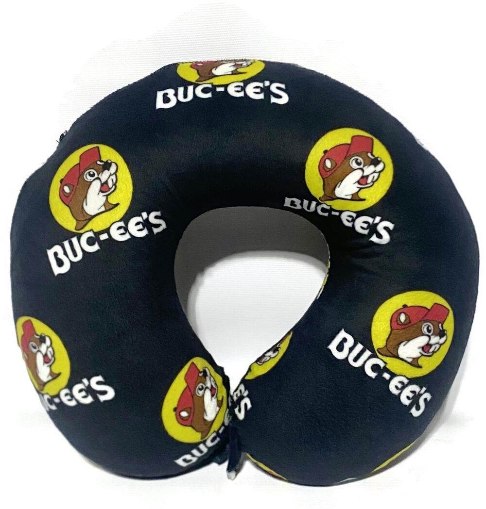 Buc-ee's Memory Foam Travel Neck Pillow Beaver Logo 12x12